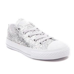 Silver sequin converse - size 6